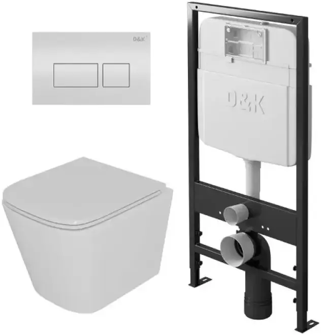 D&K DT1436016 + DI8055119 комплект унитаз с инсталляцией (панель смыва DB1439016) DS1431601