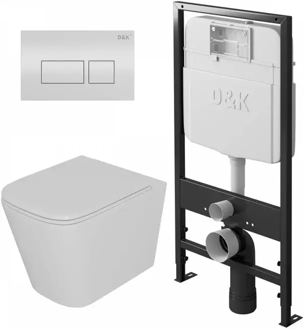 D&K DT1516016 + DI8055119 комплект унитаз с инсталляцией (панель смыва DB1439016) DS1511601