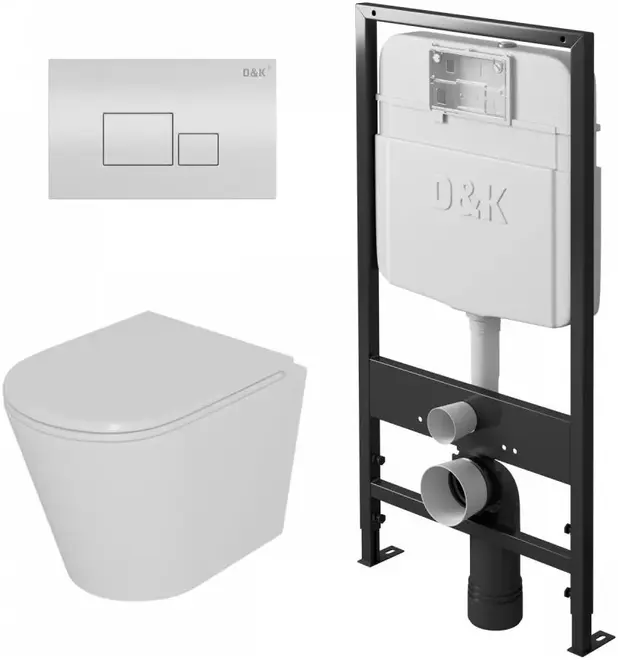 D&K DT1026016 + DI8055119 комплект унитаз с инсталляцией (панель смыва DB1519016) DS1021602