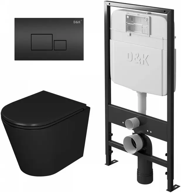 D&K DT1026025 + DI8055119 комплект унитаз с инсталляцией (панель смыва DB1519025) DS1022502