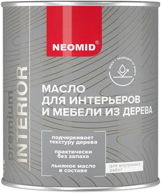 Неомид Premium Interior масло для интерьеров и мебели из дерева (750 мл) бесцветное