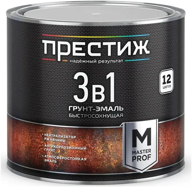 Престиж Master Prof грунт-эмаль 3 в 1 быстросохнущая (1.9 кг) белая (до +60°C)