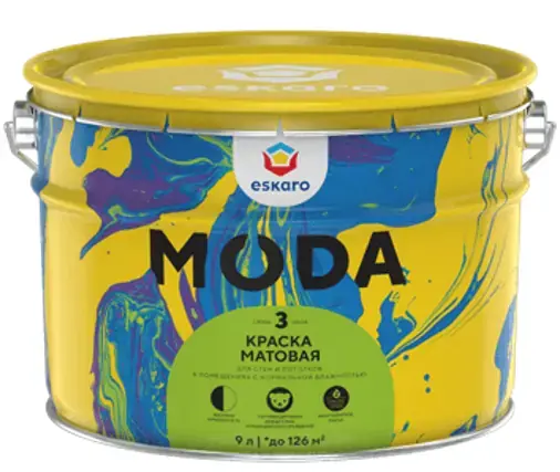 Eskaro Moda грунт-краска матовая для стен и потолков (9 л) белая