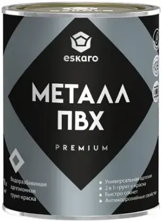 Eskaro Металл ПВХ Premium грунт-краска адгезионная водоразбавимая (900 мл) белая