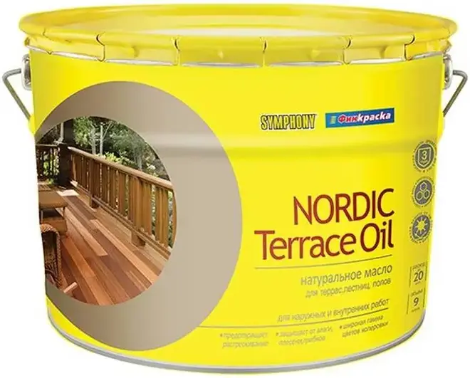 Финкраска Симфония Nordic Terrace Oil масло натуральное для террас, лестниц, полов (9 л)