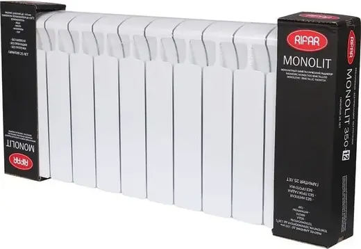 Рифар Monolit радиатор монолитный биметаллический 350 6 секций (480*415*100 мм) белый