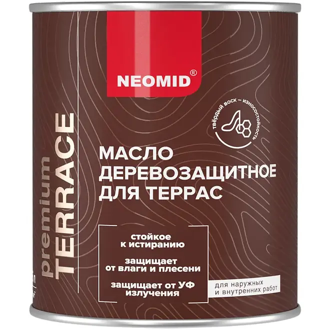 Неомид Premium Terrace масло деревозащитное для террас (750 мл) бесцветное
