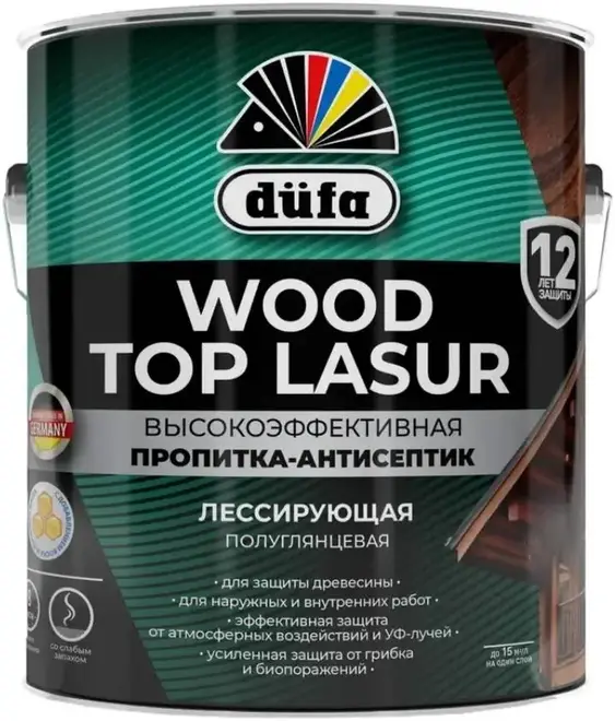 Dufa Wood Top Lasur пропитка-антисептик высокоэффективная лессирующая (2.5 л) белый №11