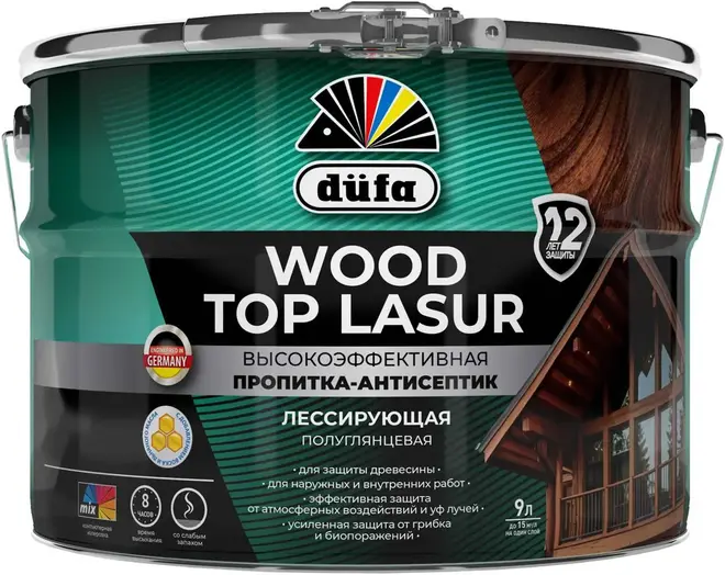 Dufa Wood Top Lasur пропитка-антисептик высокоэффективная лессирующая (2.5 л) белый №11