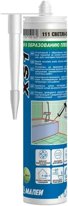 Mapei XS1 герметик силиконовый (300 мл) светло-серый