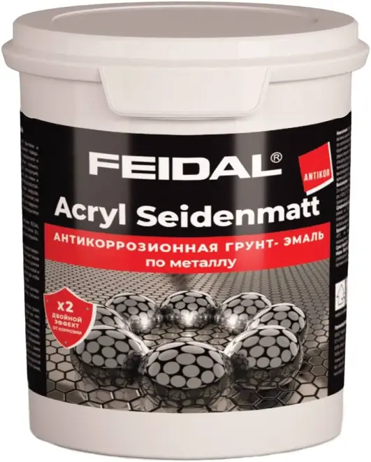 Feidal Acryl Seidenmatt Antikor грунт-эмаль по металлу антикоррозионная (2.5 кг) белая (до +80°С)