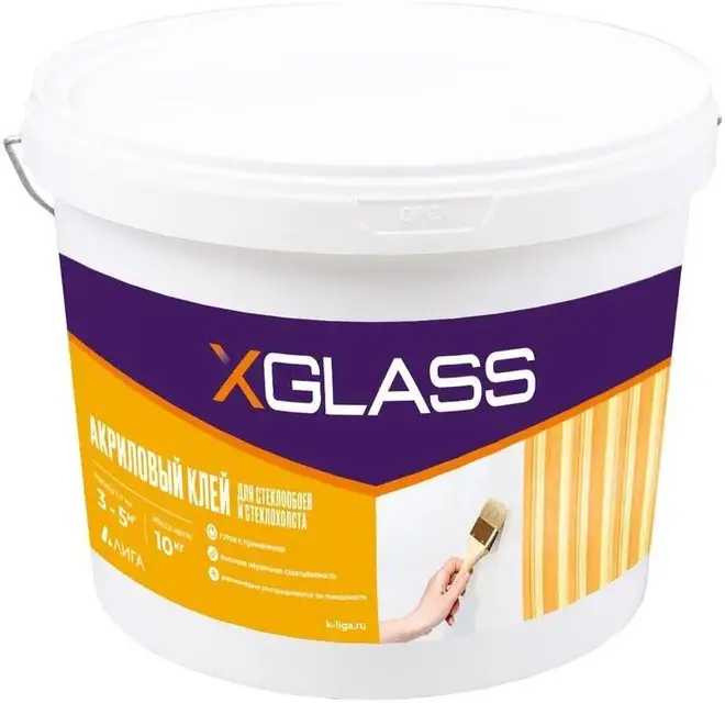X-Glass клей акриловый готовый для стеклообоев и стеклохолста (10 кг)