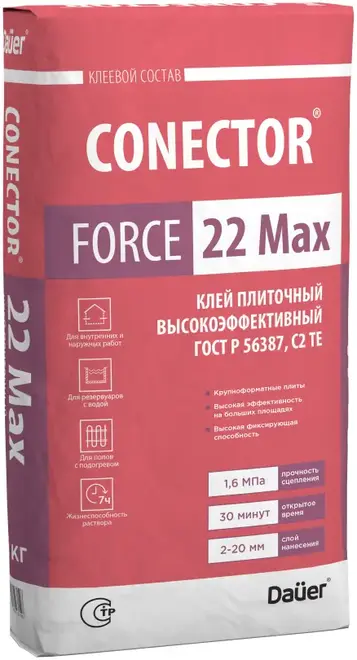 Dauer Conector Force 22 Max клей плиточный высокоэффективный (25 кг)