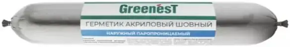 Greenest Наружный Паропроницаемый герметик акриловый шовный (600 мл) белый