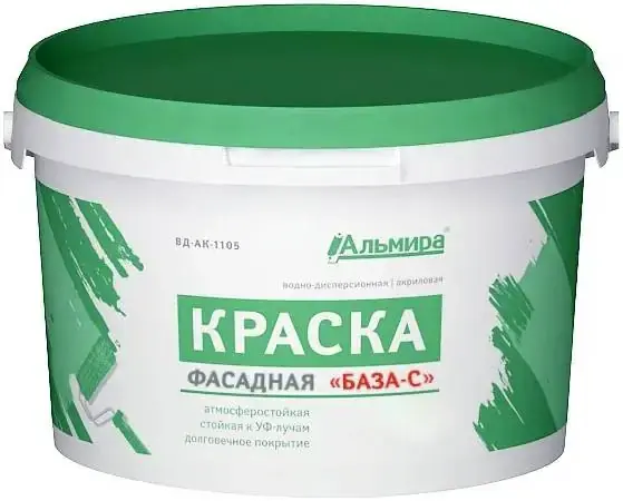 Альмира Фасадная База-С краска водно-дисперсионная акриловая (3 кг) бесцветная