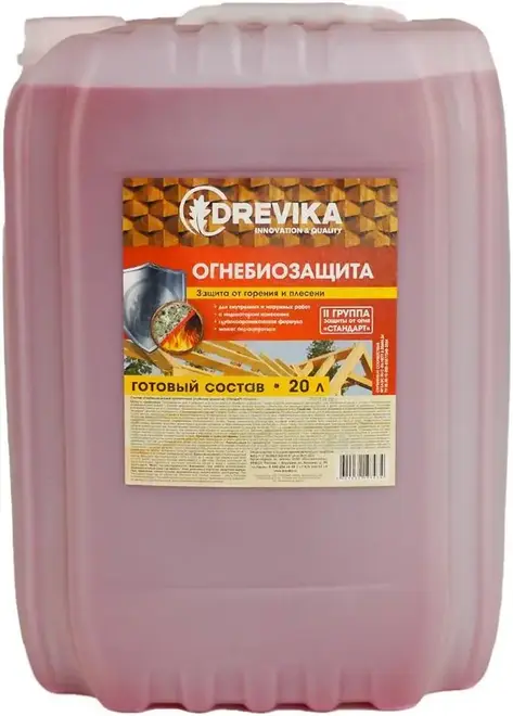 Drevika огнебиозащитный состав 2 группа с индикатором (20 л) красный
