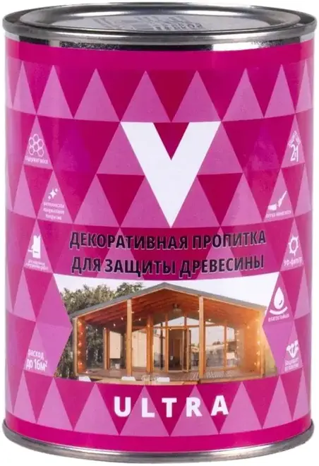 V Ultra пропитка декоративная для защиты древесины (800 мл) махагон