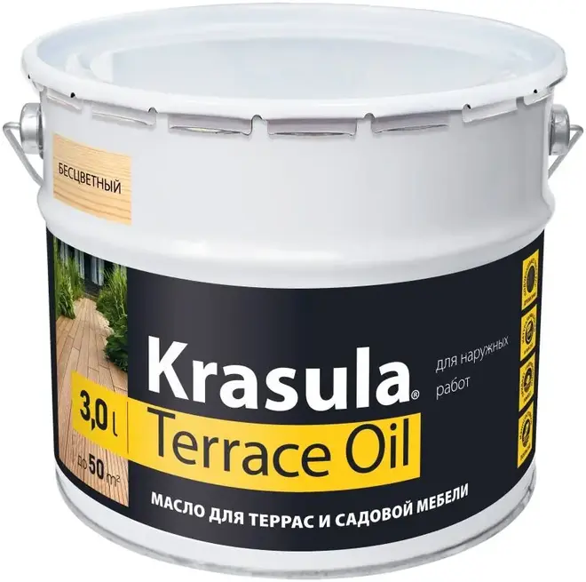 Норт Krasula Terrace Oil масло для террас и садовой мебели (3 л) медовый