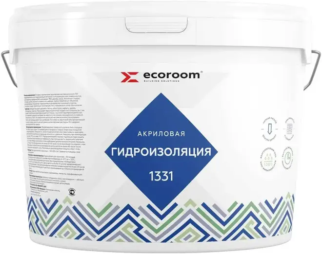 Ecoroom 1331 гидроизоляция акриловая эластичная (6 кг)