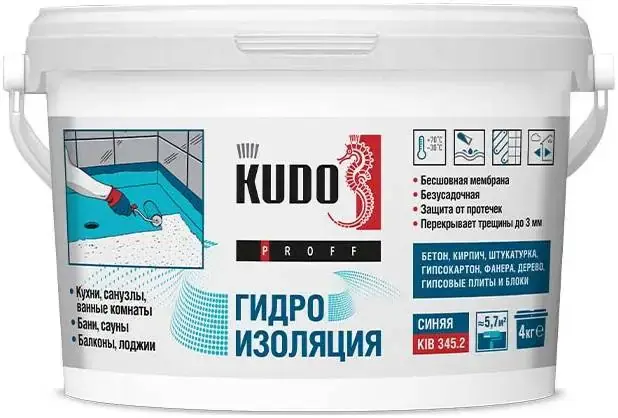 Kudo Proff гидроизоляция эластичная бесшовная (4 кг)