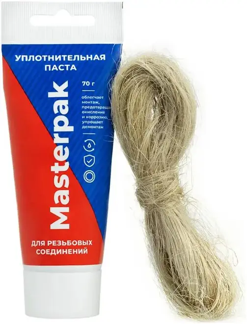Masterprof Masterpak комплект для герметизации паста уплотнительная + лен (70 г)