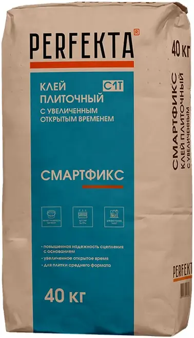 Perfekta Смартфикс клей плиточный улучшенный без вертикального сползания (40 кг) 2-6 мм