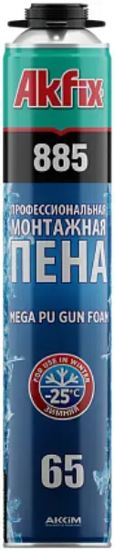 Akfix 885 Mega PU Gun Foam монтажная пена полиуретановая (850 г)