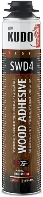 Kudo Proff Wood Adhesive SWD4 клей-пена для деревянных конструкций (1 л)