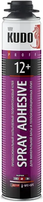 Kudo Proff Spray Adhesive 12+ клей-пена для пенополистирола и минеральной ваты (1 л)