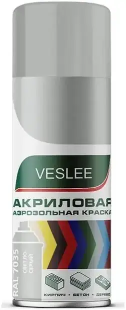 Veslee краска аэрозольная акриловая универсальная (520 мл) светло-серая
