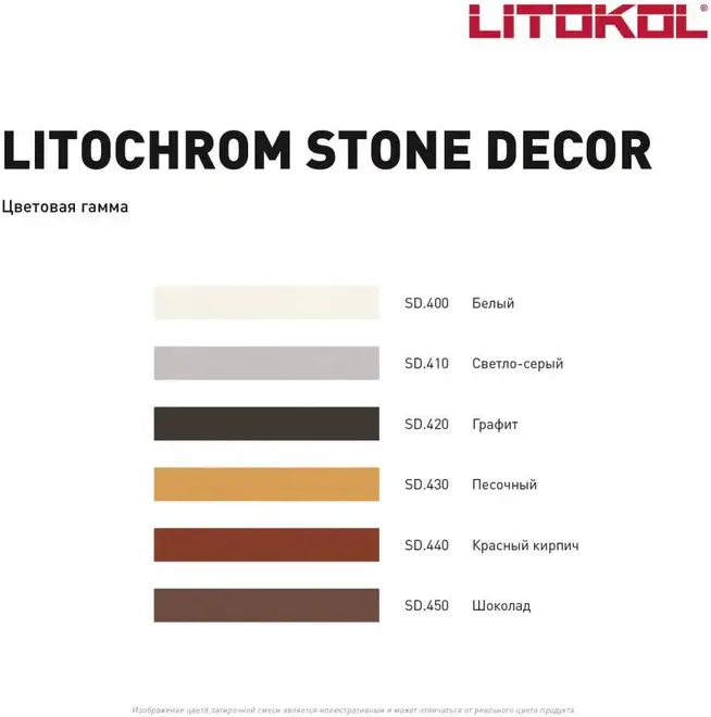 Литокол Litochrom Stone Decor затирка цементная армированная водостойкая (18 кг) графит SD.420