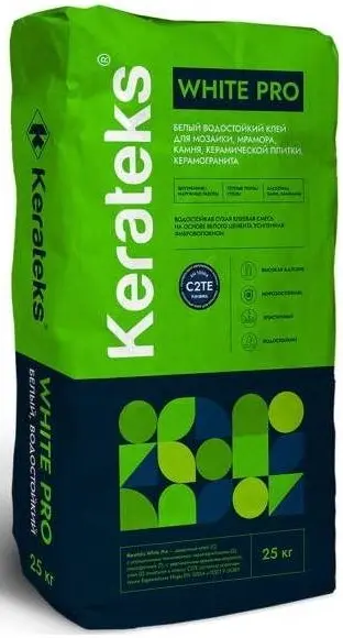 Kerateks White Pro клей цементный влагостойкий для керамогранита и плитки (25 кг)