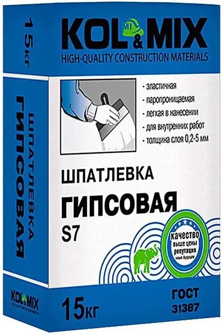 Kol&Mix S7 шпатлевка гипсовая (15 кг)