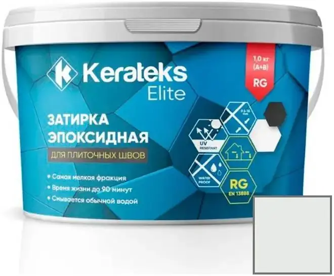 Kerateks Elite затирка эпоксидная 2-комп для плиточных швов (1 кг (компоненты A+B) белая №70