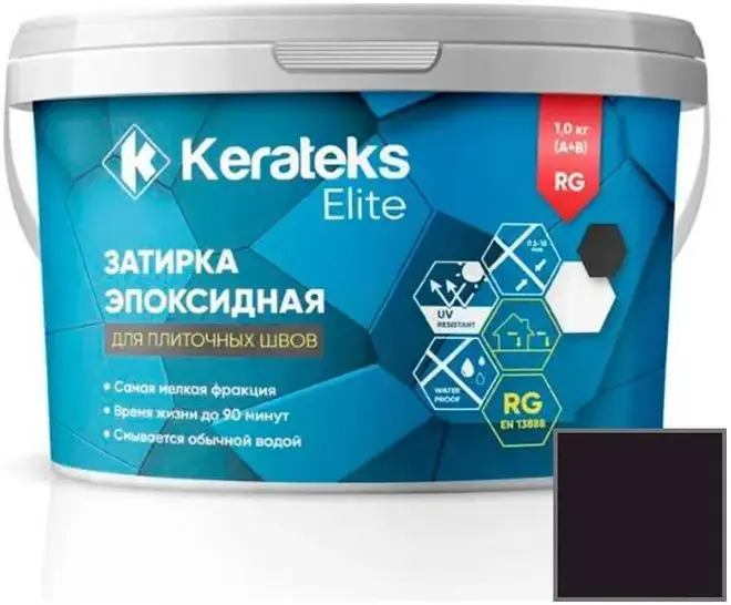 Kerateks Elite затирка эпоксидная 2-комп для плиточных швов (1 кг (компоненты A+B) горький шоколад №77