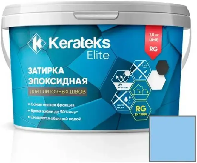 Kerateks Elite затирка эпоксидная 2-комп для плиточных швов (1 кг (компоненты A+B) голубая №88