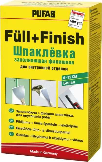 Пуфас Full+Finish Spachtel шпаклевка заполняющая финишная для внутренней отделки (2 кг)