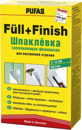 Пуфас Full+Finish Spachtel шпаклевка заполняющая финишная для внутренней отделки (1 кг)