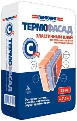 Плитонит Термофасад С-ТФ эластичный клей для создания базового армирующего слоя (25 кг)