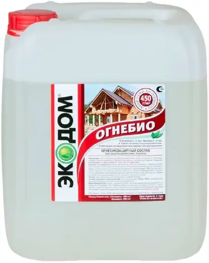 Экодом Огнебио огнебиозащитный пропиточный состав для защиты древесины (5 кг) бесцветный