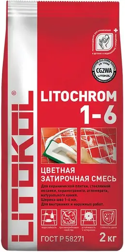 Литокол Litochrom 1-6 цветная затирочная смесь на основе цемента (2 кг) C.40 антрацит
