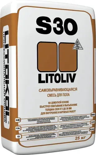 Литокол Litoliv S30 самовыравнивающаяся смесь для пола на цементной основе (25 кг)