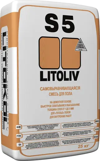 Литокол Litoliv S5 самовыравнивающаяся смесь для пола на цементной основе (25 кг)