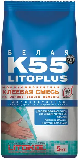 Литокол Litoplus K55 клеевая смесь на основе белого цемента (5 кг)
