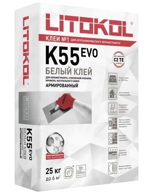 Литокол Litoplus K55 клеевая смесь на основе белого цемента (25 кг)