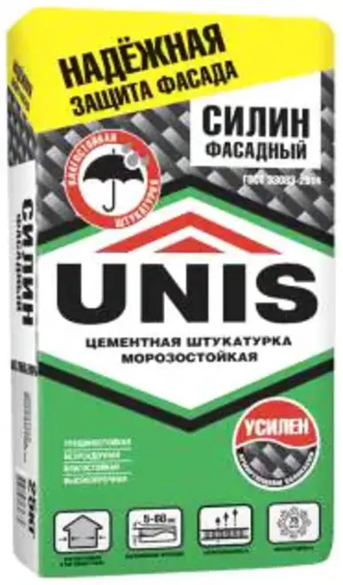 Юнис Силин Фасадный цементная штукатурка водо- и морозостойкая (25 кг)