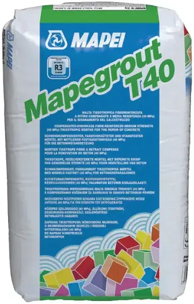 Mapei Mapegrout T40 безусадочная быстротвердеющая ремонтная смесь (25 кг)
