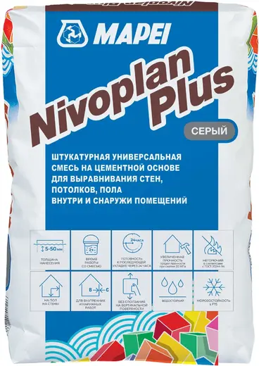 Mapei Nivoplan Plus штукатурная смесь на цементной основе (25 кг)
