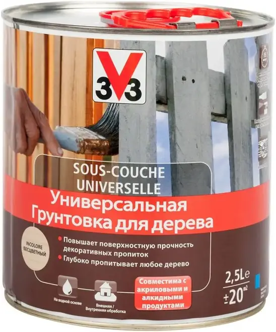 V33 Sous-Couche Universelle универсальная грунтовка для дерева (2.5 л) бесцветная