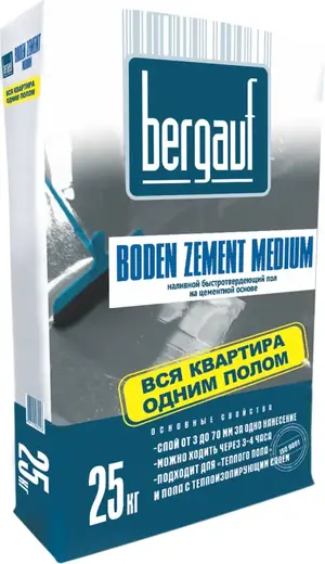 Bergauf Boden Zement Medium наливной быстротвердеющий пол на цементной основе (25 кг)